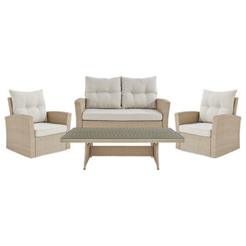 Canaan All-Weather Wicker Outdoor Set, Loveseat, Two Chairs, Coffee Table