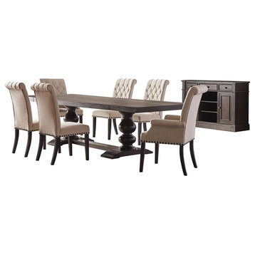 Coaster Phelps 8-piece Rectangular Trestle Wood Dining Set Brown and Beige