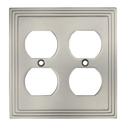 Cosmas - Cosmas 25012-SN Satin Nickel Double Duplex Outlet Wall Plate - Switch Plates And Outlet Covers