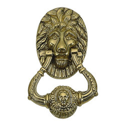 Door Knocker Satin Brass Door Accessory & BRASS Accents Lion Knocker - Cabinet And Drawer Knobs