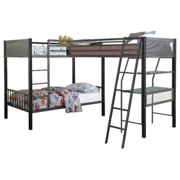 Coaster Meyers 2-piece Metal Twin over Twin Bunk Bed Set Black and Gunmetal