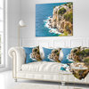 Rocky Cliff Coast Thassos Greece Seashore Throw Pillow, 18"x18"