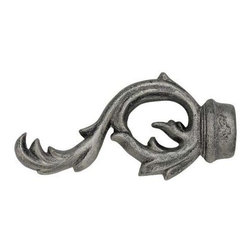 Kirsch Wrought Iron Leaf Scroll Finial - Curtain Rods