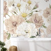 Vintage Meadow Floral Peel and Stick Vinyl Mural, Blush, 24"w X 108"h