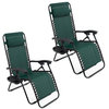Zero Gravity Lounge Patio Chairs With Cup Holder, Set of 2, Green
