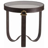 Arteriors Home Stirrup end table, brown leather