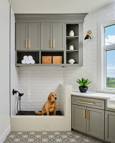 Transitional Laundry Room by Haven Design and Construction