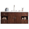 Sonoma 48" Vanity, Coffee Oak, With Carrara White Top, Oval Sink, No Mirror
