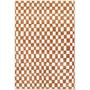 nuLOOM Dominique Abstract Checkered Fringe Area Rug, Orange 6' 7" x 10' 2"