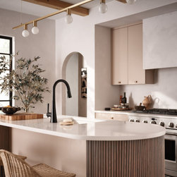 KURV Smart Kitchen One-Handle High Arc Pulldown Kitchen Matte Black Faucet - Kitchen Faucets