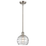 Innovations Lighting - Deco Swirl 1-Light Pendant, Brushed Satin Nickel, Clear - A truly dynamic fixture, the Ballston fits seamlessly amidst most decor styles. Its sleek design and vast offering of finishes and shade options makes the Ballston an easy choice for all homes.