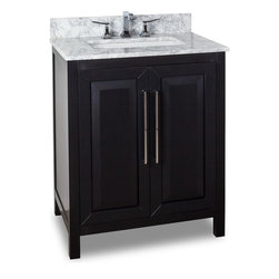 30 inch Bathroom Vanity Black Finish Carrera White Marble Countertop - Bathroom Vanities And Sink Consoles