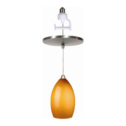 Brushed Nickel Finished with Amber Glass Instant Pendant Light Conversion Kit - Pendant Lighting