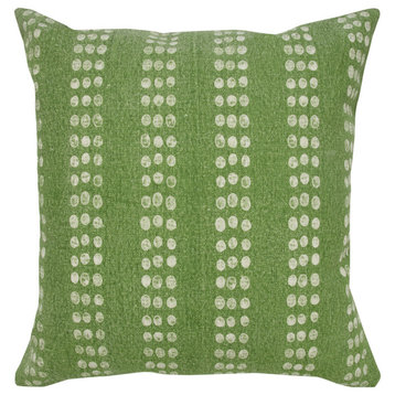 Polka Dot Stripe Stonewash Green 20" x 20" Throw Pillow
