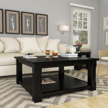 Brimson Contemporary Style Solid Wood 2 Tier Square Coffee Table