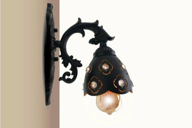 Vintage style Crystal Stone black wall sconce