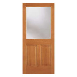 AB144 - VERTICAL GRAIN DOUGLAS FIR EXTERIOR 1/2-LITE WITH 2 PANEL BOTTOM W/ SINGLE GLAZE CLEAR GLASS (1-3/4") - Windows And Doors