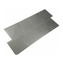 Abolos - Frosted 8"x8" Beveled Glass Wall Tile,Glossy Gray, Piece - Mosaic Tile