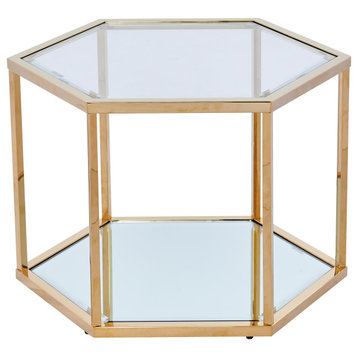 Radha Modular Hexagonal 24" Coffee Table, Gold