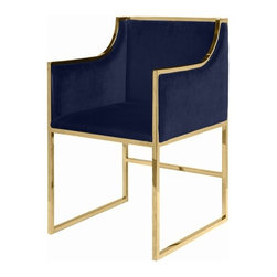 Worlds Away Anabelle Chair Navy/Brass - Dining Chairs