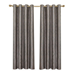 Royal Tradition - Laguna 100% Polyester Jacquard Grommet Curtains, Set of 2, Taupe, 104"x84" - Curtains