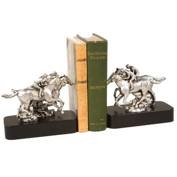 Bookends Photo Finish Horse Race Equestrian Hand Painted OK Casting