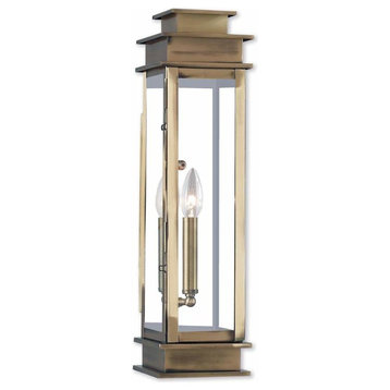 Princeton 1-Light Wall Lantern, Antique Brass