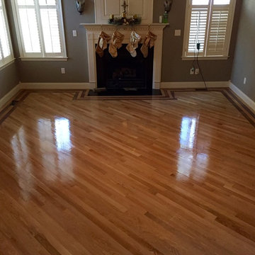 New Floor Installation- double walnut border with white oak on a 45 degree angle