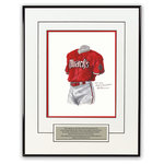 Heritage Sports Art - Original Art of the MLB 2007 Arizona Diamondbacks Uniform - This beautifully framed piece features an original piece of watercolor artwork glass-framed in a timeless thin black metal frame with a double mat. The outer dimensions of the framed piece are approximately 13.5" wide x 17.5" high, although the exact size will vary according to the size of the original piece of art. At the core of the framed piece is the actual piece of original artwork as painted by the artist on textured 100% rag, water-marked watercolor paper. In many cases the original artwork has handwritten notes in pencil from the artist. Simply put, this is beautiful, one-of-a-kind artwork. The outer mat is a clean white, textured acid-free mat with an inset decorative black v-groove, while the inner mat is a complimentary colored acid-free mat reflecting one of the team's primary colors. The image of this framed piece shows the mat color that we use (Purple). Beneath the artwork is a silver plate with black text describing the original artwork. The text for this piece will read: This original, one-of-a-kind watercolor painting of the 2007 Arizona Diamondbacks uniform is the original artwork that was used in the creation of thousands of Arizona Diamondbacks products that have been sold across North America. This original piece of art was painted by artist Nola McConnan for Maple Leaf Productions Ltd. The piece is framed with an extremely high quality framing glass. We have used this glass style for many years with excellent results. We package every piece very carefully in a double layer of bubble wrap and a rigid double-wall cardboard package to avoid breakage at any point during the shipping process, but if damage does occur, we will gladly repair, replace or refund. Please note that all of our products come with a 90 day 100% satisfaction guarantee. If you have any questions, at any time, about the actual artwork or about any of the artist's handwritten notes on the artwork, I would love to tell you about them. After placing your order, please click the "Contact Seller" button to message me and I will tell you everything I can about your original piece of art. The artists and I spent well over ten years of our lives creating these pieces of original artwork, and in many cases there are stories I can tell you about your actual piece of artwork that might add an extra element of interest in your one-of-a-kind purchase. Please note that all reproduction rights for this original work are retained in perpetuity by Major League Baseball unless specifically stated otherwise in writing by MLB. For further information, please contact Heritage Sports Art at questions@heritagesportsart.com .