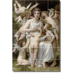 Picture-Tiles.com - William Bouguereau Angels Painting Ceramic Tile Mural #59, 48"x72" - Mural Title: Lassaut
