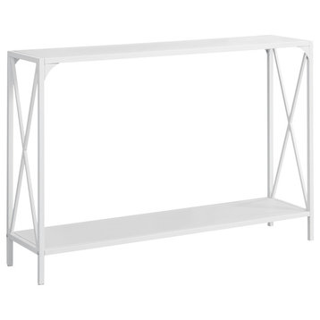 Accent Table, Console, Entryway, Narrow, Sofa, Metal, Laminate, White