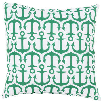 Rain by Surya Poly Fill Pillow, Grass Green/Ivory, 18'