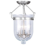 Livex Lighting - Jefferson Ceiling Mount, Brushed Nickel - Carrying the vision of rich opulence, the Jefferson has evolved through times remaining a focal point of richness and affluence. From visions of old time class to modern day elegance, the bell jar remains a favorite in several settings of the home. Using hand blown clear glass...the possibilities are endless to find a piece that matches your desired personality and vision.