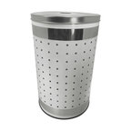 White and Polished Stainless Steel Laundry Bin and Hamper
