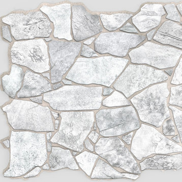White Grey Stone 3D Wall Panels, Set of 5, Covers 33.5 Sq Ft