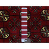Red Geometric Design Hand Knotted Afghan Khamyab Bokara Wool Mat Rug, 2'8"x4'0"