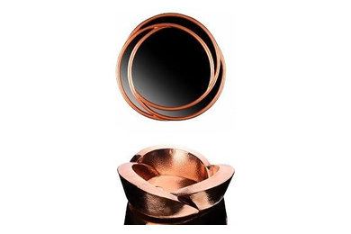 Rosy Ripple Mirror and Sink