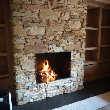 Chalet Val d'Isère aménagement SDB, cuisine, sol, cheminée ...