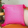 Novica Handmade Oaxaca Diamonds In Hot Pink Cotton Cushion Cover