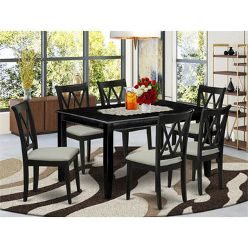 East West Furniture Dudley 7-piece Wood Dining Room Set in Black
