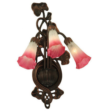 10.5W Pink/White Pond Lily 3 LT Wall Sconce