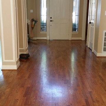 Houston Older wood floor refinished dark stain