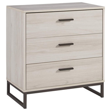 Modern Industrial 3 Drawer Chest of Drawers, Natural Beige