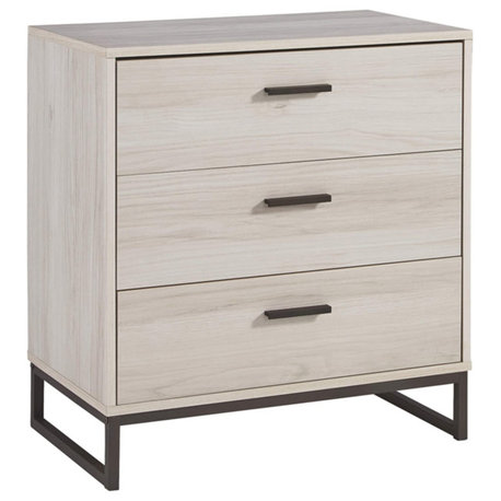 Modern Industrial 3 Drawer Chest of Drawers, Natural Beige