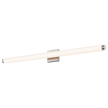 Tubo Slim LED 40" Vanity Light With Etched Glass, Satin Nickel, Flat Trim