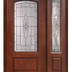 Prehung Side light Door 80 Fiberglass Versailles Arch Lite Glass - Front Doors