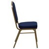 Hercules Series Crown Back Stacking Banquet Chair, Navy Blue Patterned Fabric