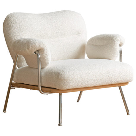 Lamb Velvet Milk Lounge, White Milk Cake Sofa Chair 26.2x33.5x31.9 Inch