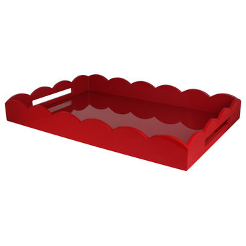 Addison Ross Lacquered Scalloped Ottoman Tray (Burgundy) 26x17