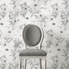 Watercolor Flowers Accent Mural Wall Art Peel & Stick Vinyl Wallpaper , Black and White, 24"x96"